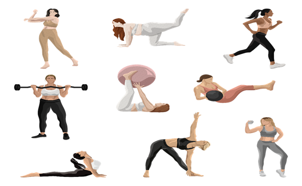 Illustration of Women Working Out